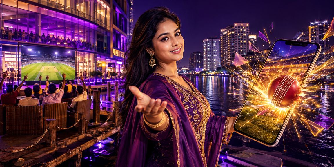 ঢাকায় নিয়ন আলোয় ক্রিকেট বেটিং উপভোগ করছেন একজন ব্যবহারকারী
