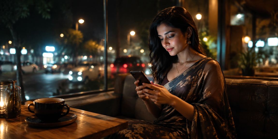 ঢাকায় বাংলাদেশি মডেল মোবাইলে 3366 ক্যাসিনো প্ল্যাটফর্ম পর্যালোচনা করছেন