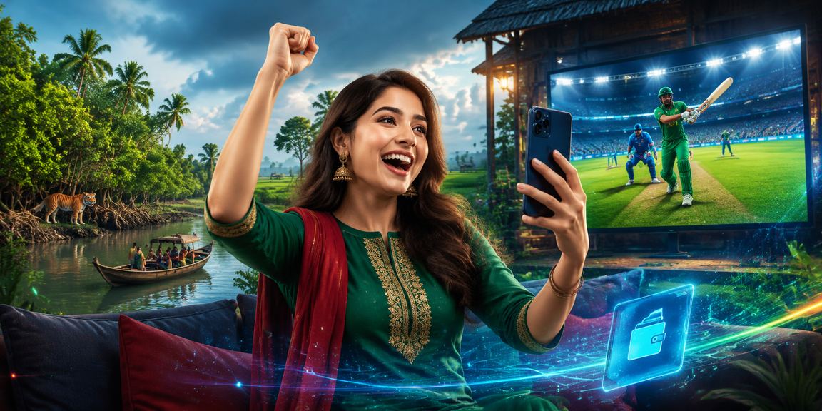 সুন্দরবনের পটভূমিতে ক্রিকেট বেটিং উপভোগ করছেন একজন বাংলাদেশি ব্যবহারকারী